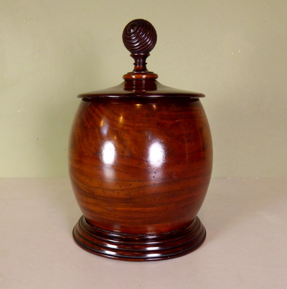 19TH C WALNUT TOBACCO JAR