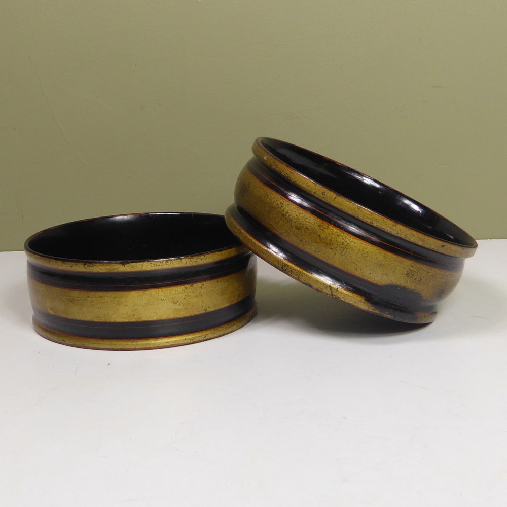 PAIR OF 19TH C PAPIER MACHE COASTERS