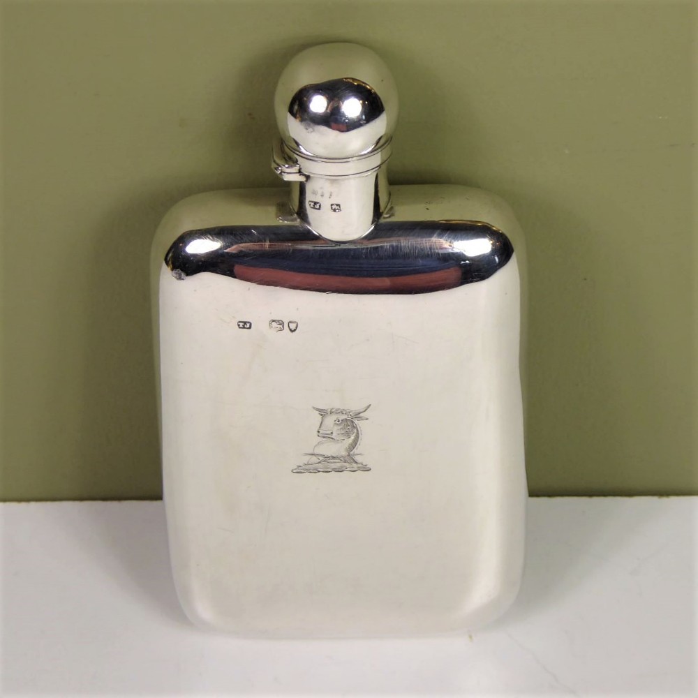 A 19thC. SILVER HIP FLASK 