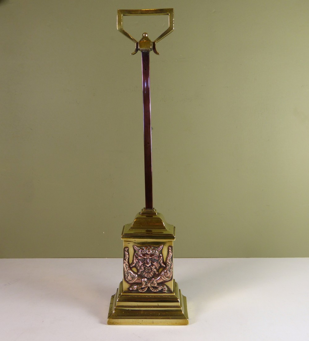 19TH C BRASS & COPPER DOOR STOP