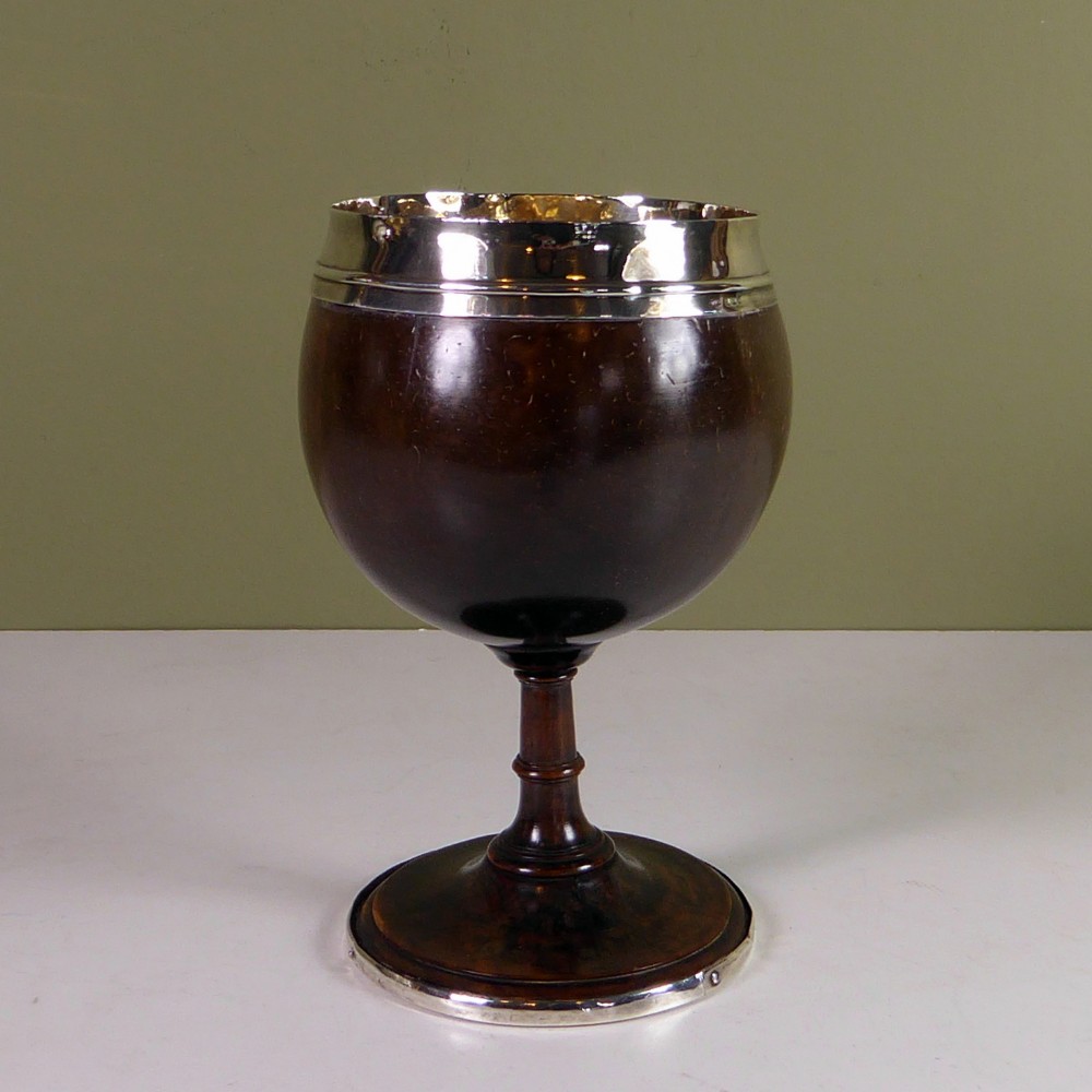 18TH C SILVER MOUNTED COCONUT CUP