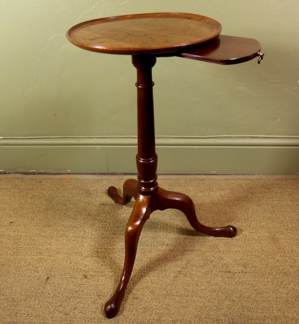 18TH C TRIPOD TABLE WITH CANDLE SLIDE