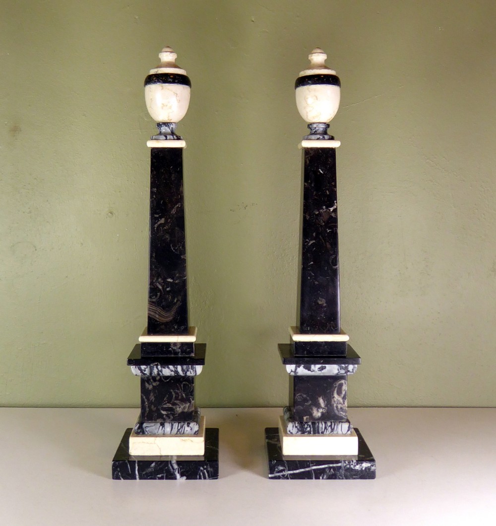 PAIR OF MARBLE OBELISKS