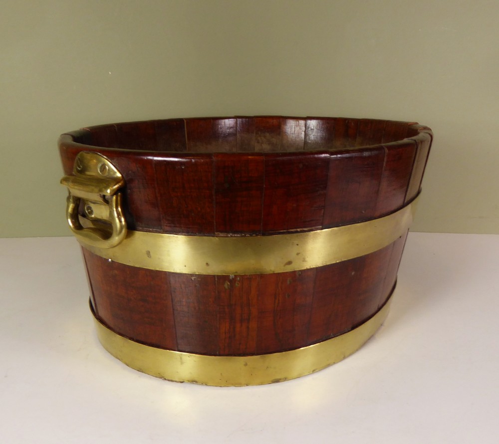 19TH C OVAL MAHOGANY PLANTER