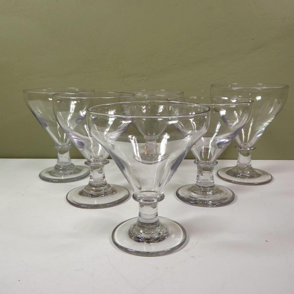 SIX LARGE 19TH C WINE GLASSES