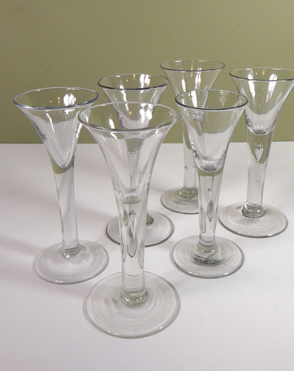 SIX 18TH C CORDIAL GLASSES