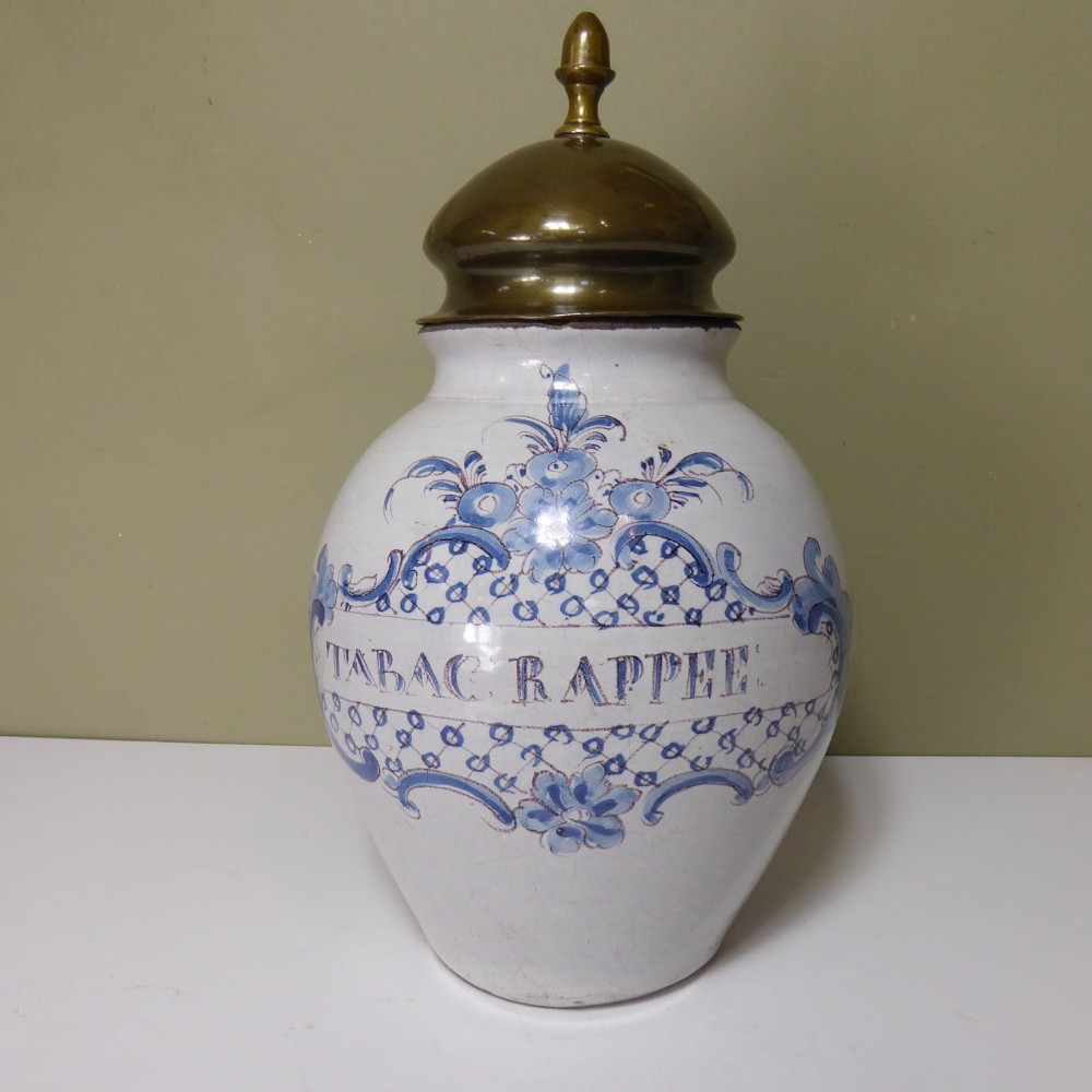 18TH C DELFT TOBACCO JAR