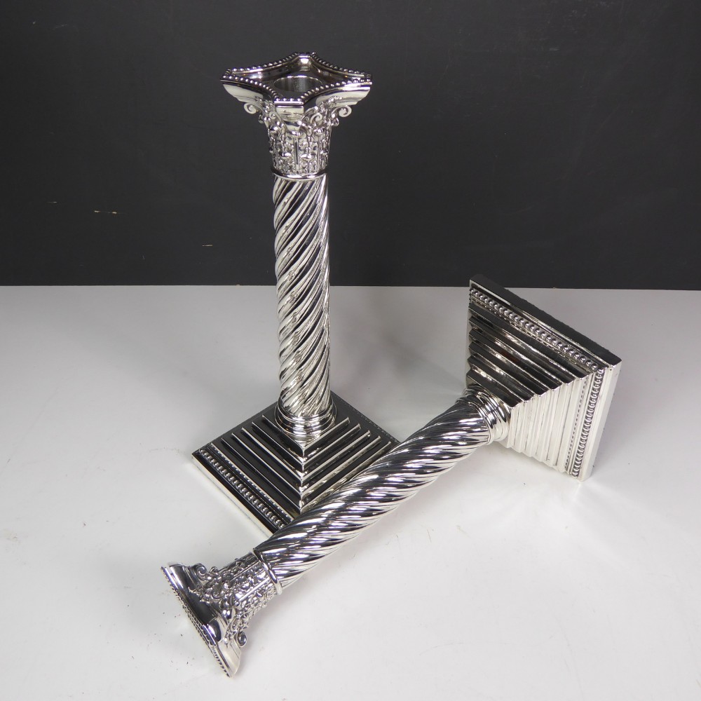 SILVER CANDLESTICKS, LONDON 1891