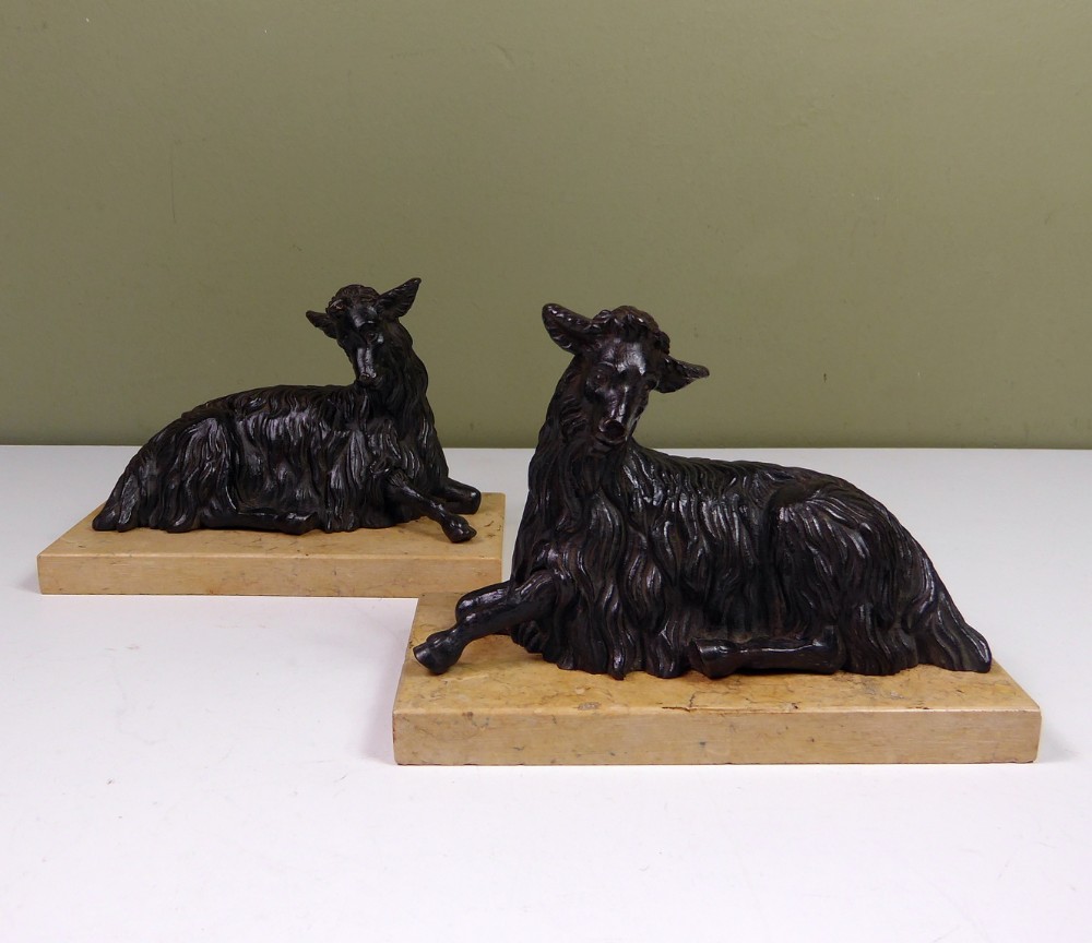 PAIR OF 19TH C BRONZE GOATS