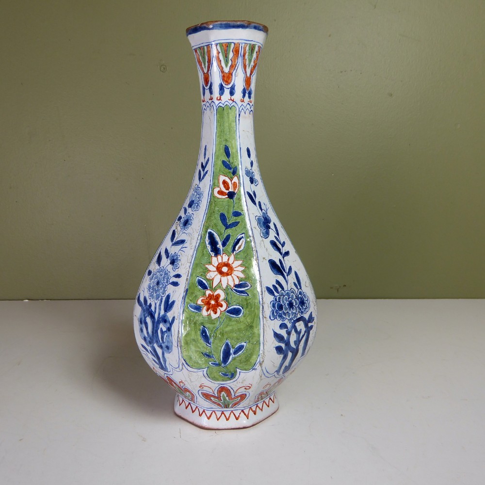 EARLY 18TH C DELFT POLYCHROME VASE
