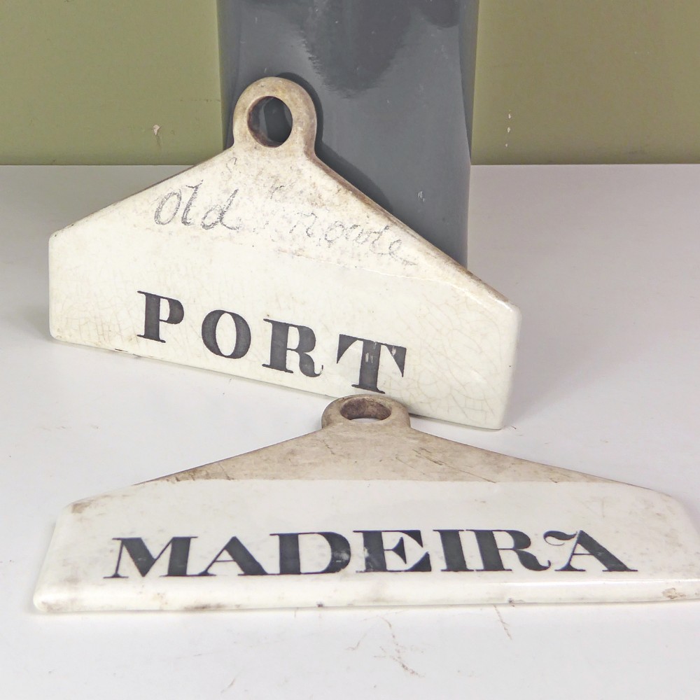 PAIR OF 19TH C WINE BIN LABELS