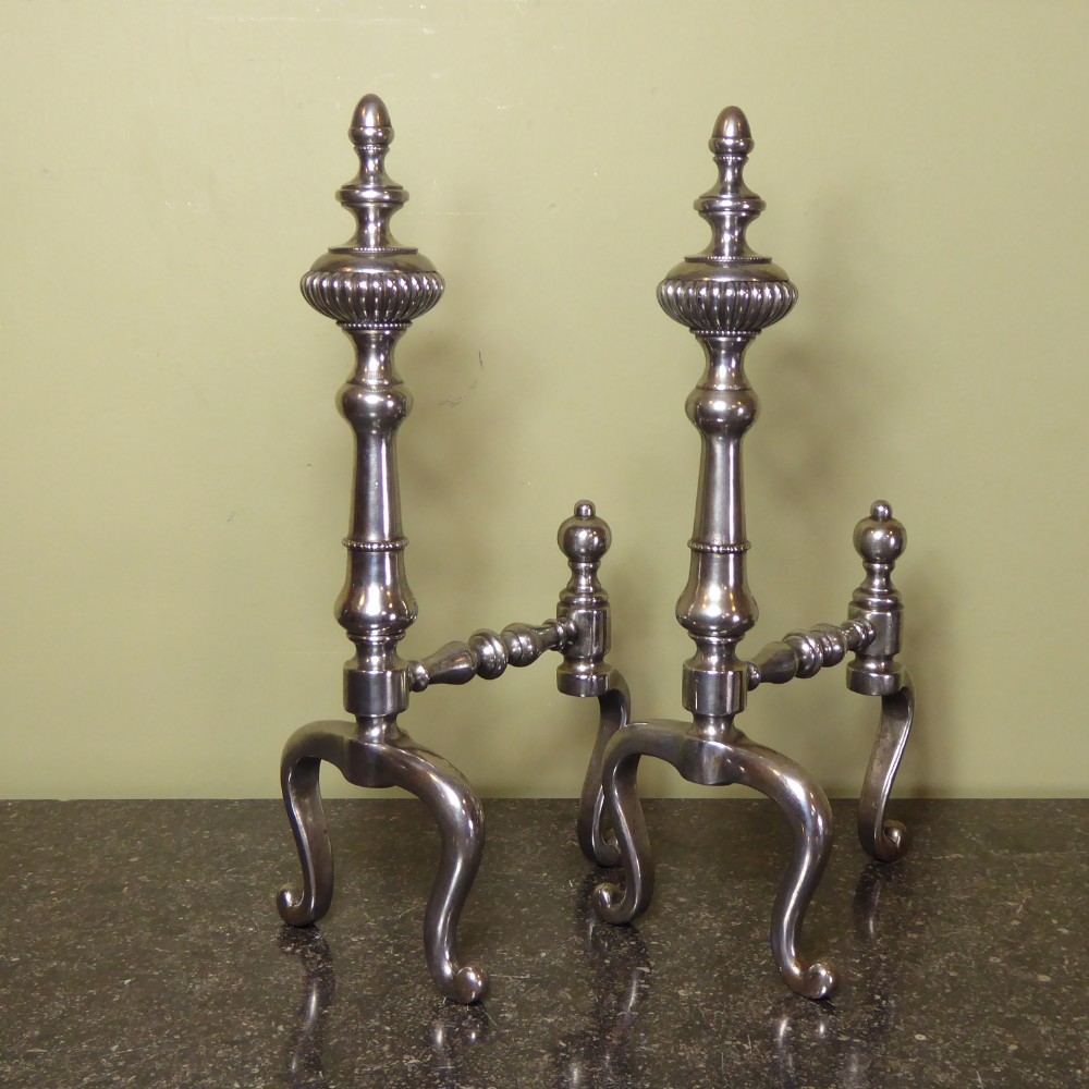 PAIR OF GEORGE III STEEL FIRE DOGS