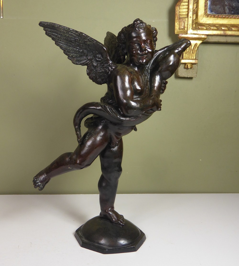 19TH C BRONZE FIGURE, THE VERROCCHIO PUTTO