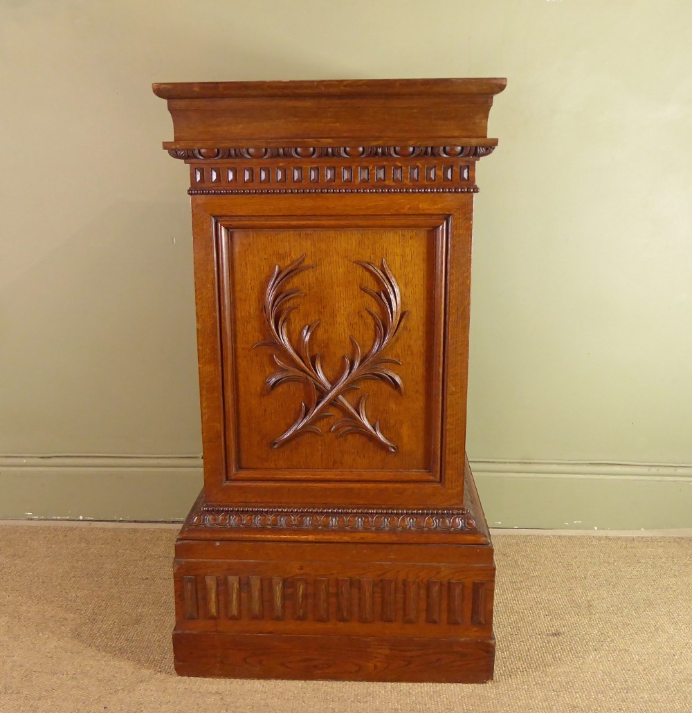 LARGE 19TH C OAK CARVED PEDESTAL