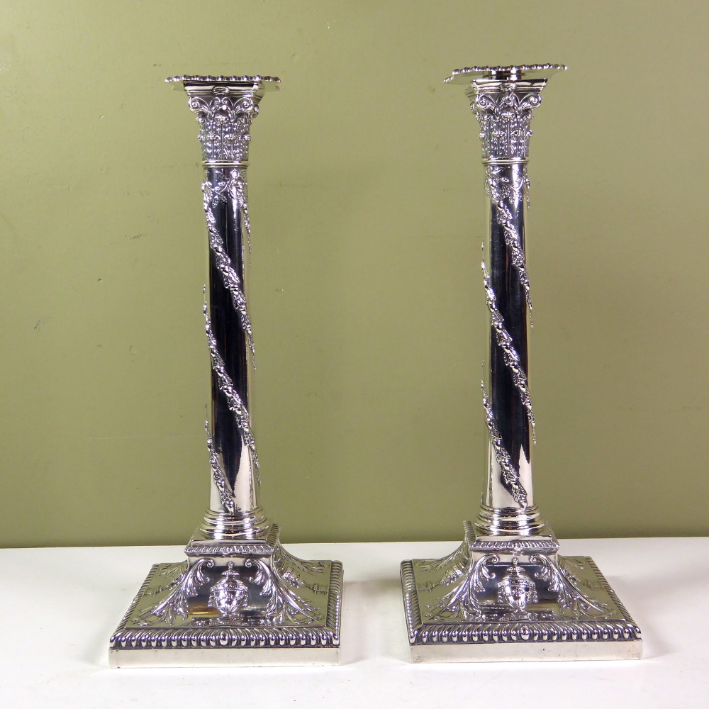 PAIR OF 19TH C SILVER CANDLESTICKS