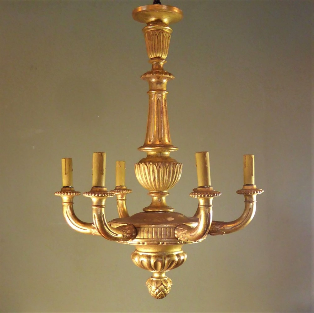 A GILT WOOD CENTRE LIGHT
