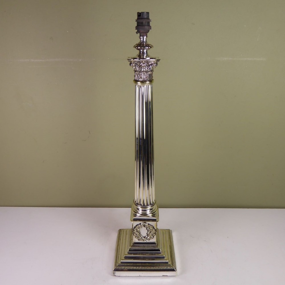 19TH C SILVER PLATED LAMP BASE