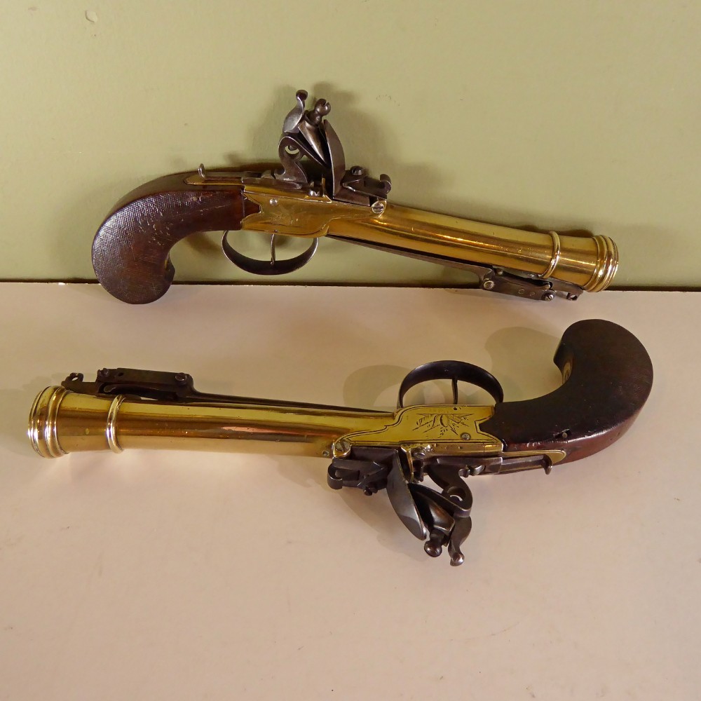 PAIR OF 18TH C FLINTLOCK PISTOLS
