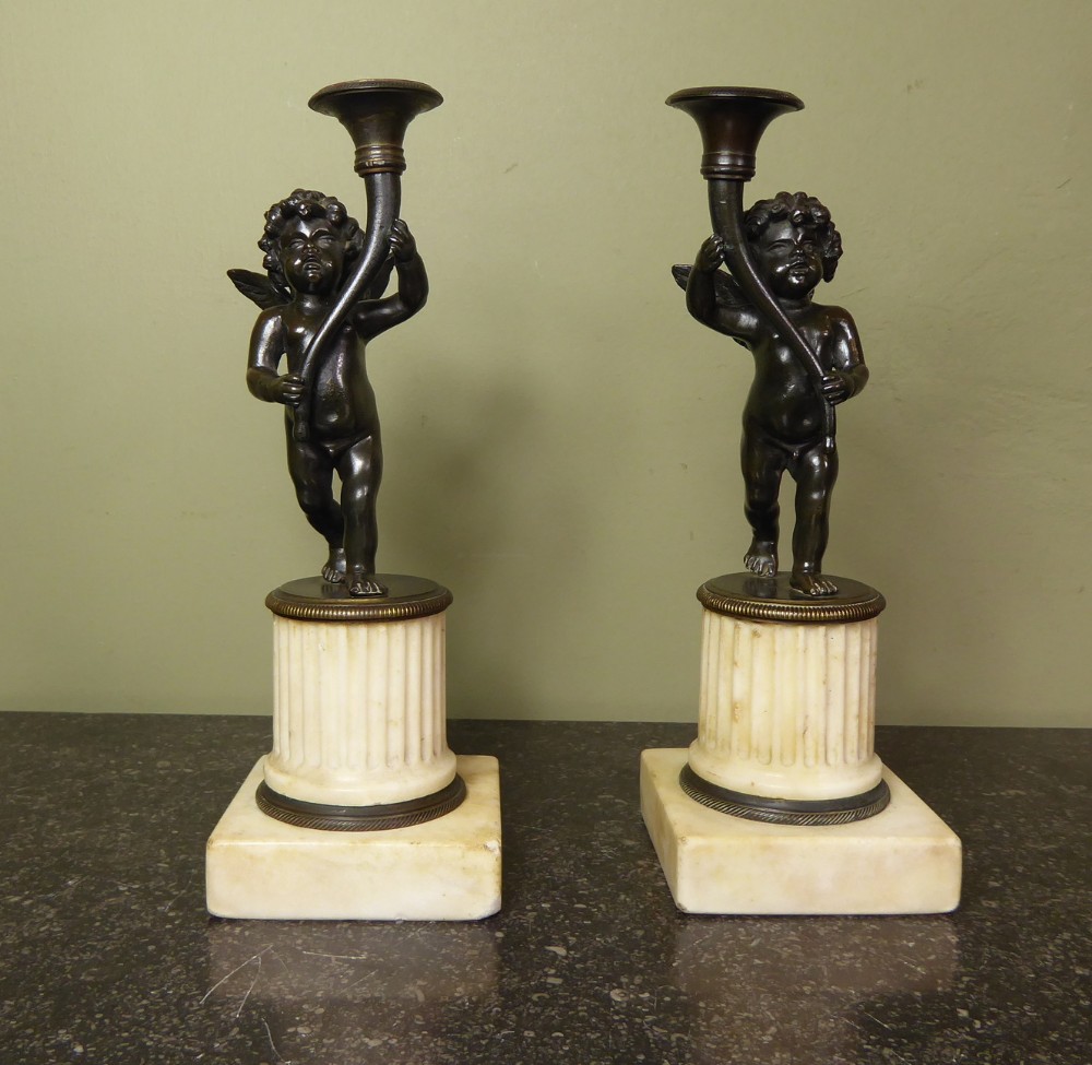 PAIR OF REGENCY BRONZE CHERUBS