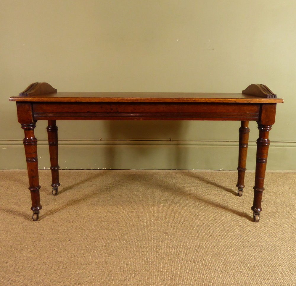 19TH C OAK HALL BENCH BY  'LAMBS, MACHESTER'