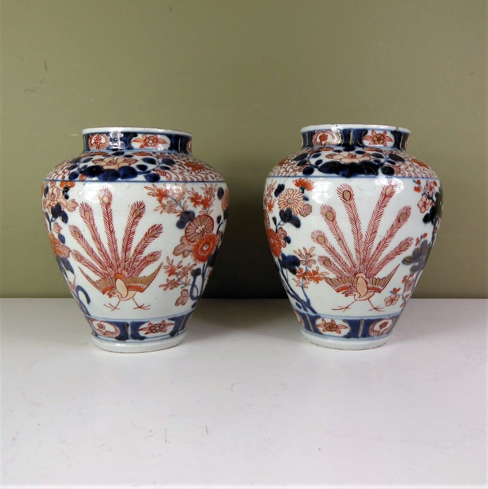 PAIR OF 18TH C IMARI VASES