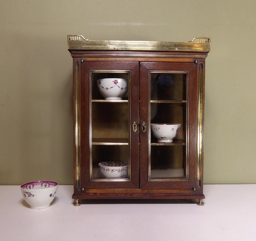 19TH C MAHOGANY MINIATURE VITRINE CABINET