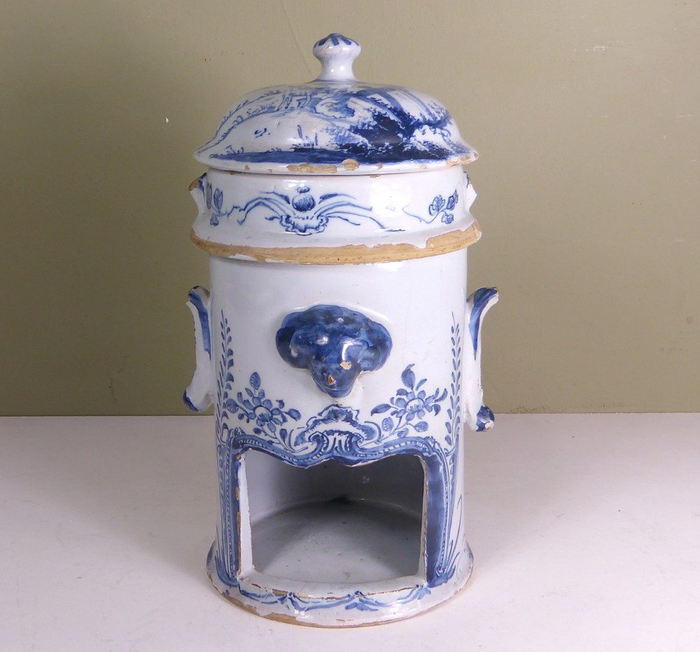 18TH C DELFT FOOD WARMER