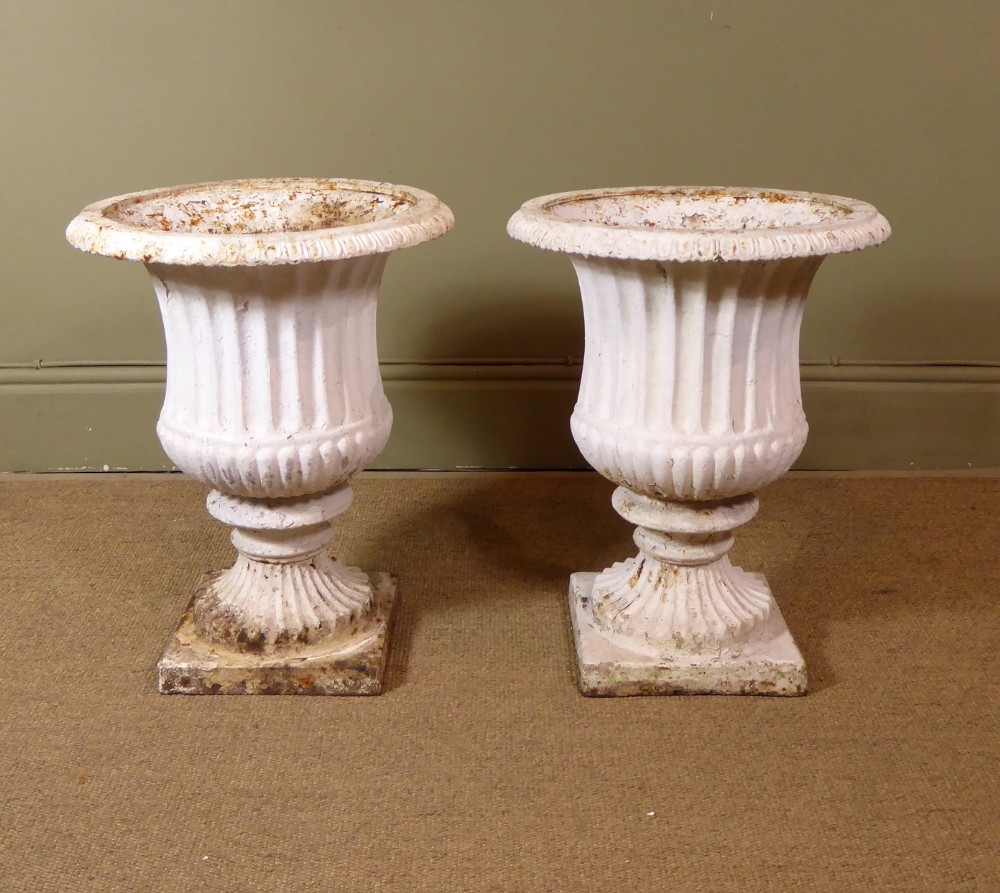 PAIR OF 19TH CAST IRON URN VASES