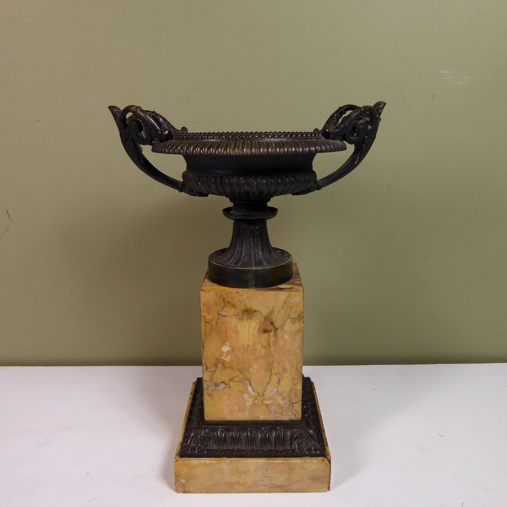 REGENCY BRONZE TAZZA ON MARBLE BASE