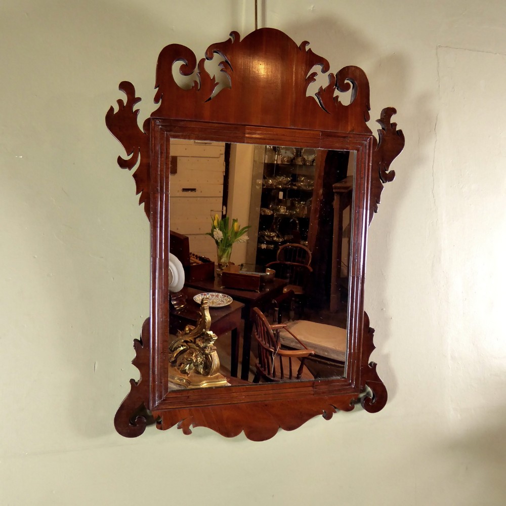 18TH C MAHOGANY FRET CUT MIRROR