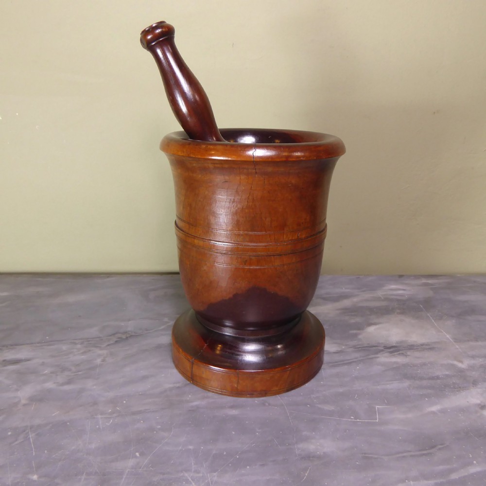 18TH C LIGNUM VITAE PESTLE & MORTAR View II