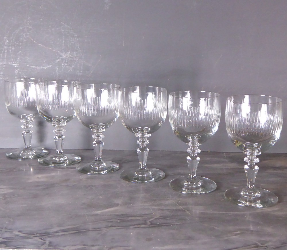SET OF SIX 19TH C WINE GLASSES