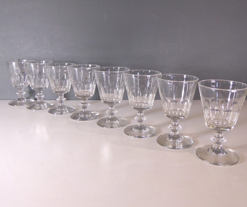 SET OF EIGHT 19TH C WINE GLASSES