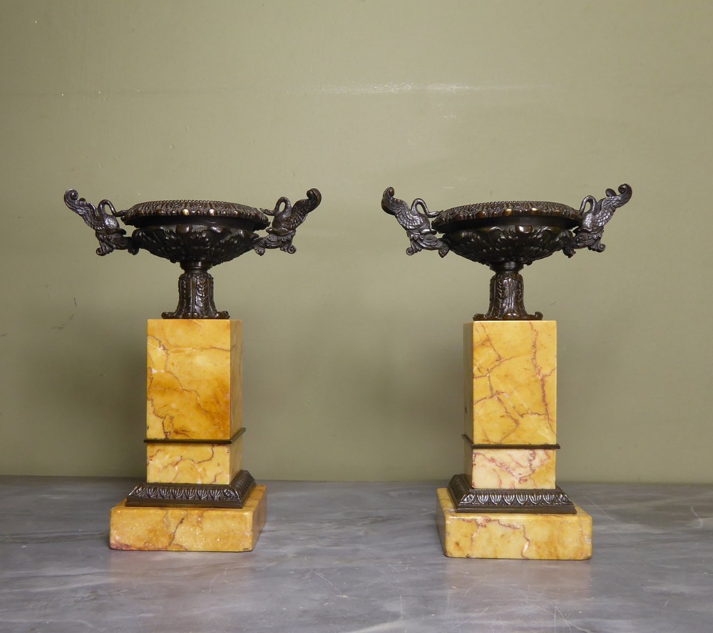 PAIR OF 19TH C BRONZE TAZZA