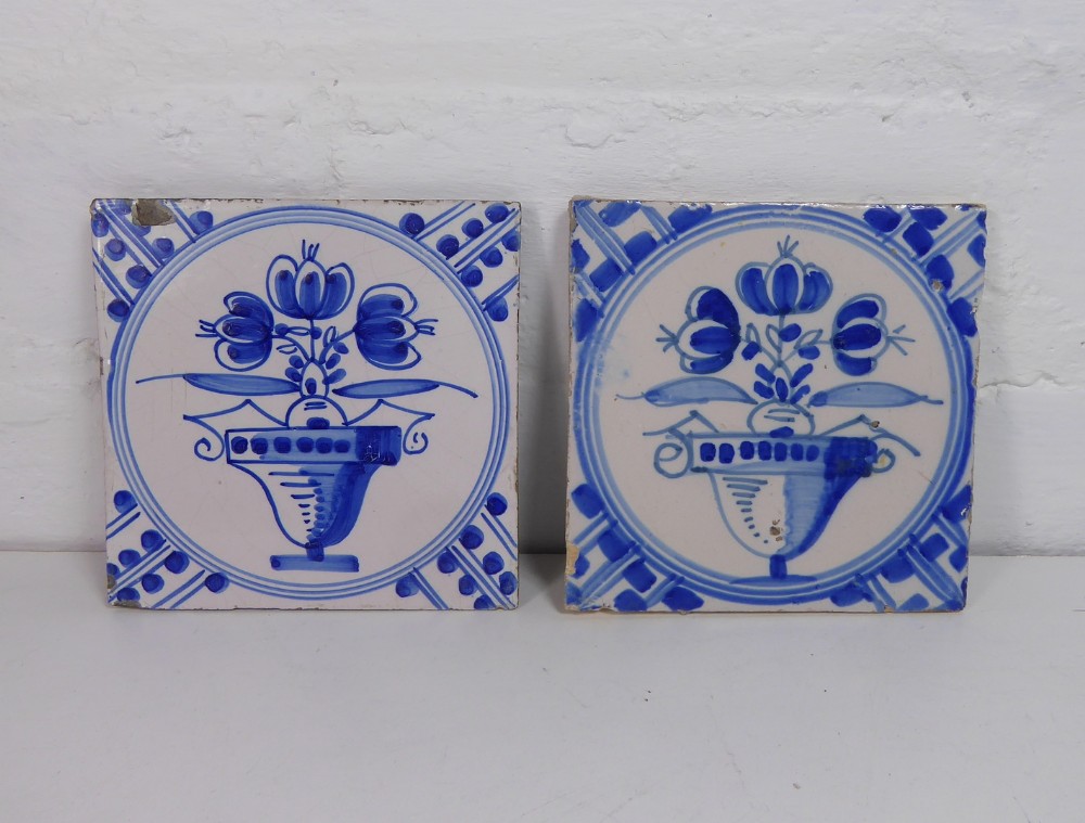 PAIR OF 18TH C DELFT TILES