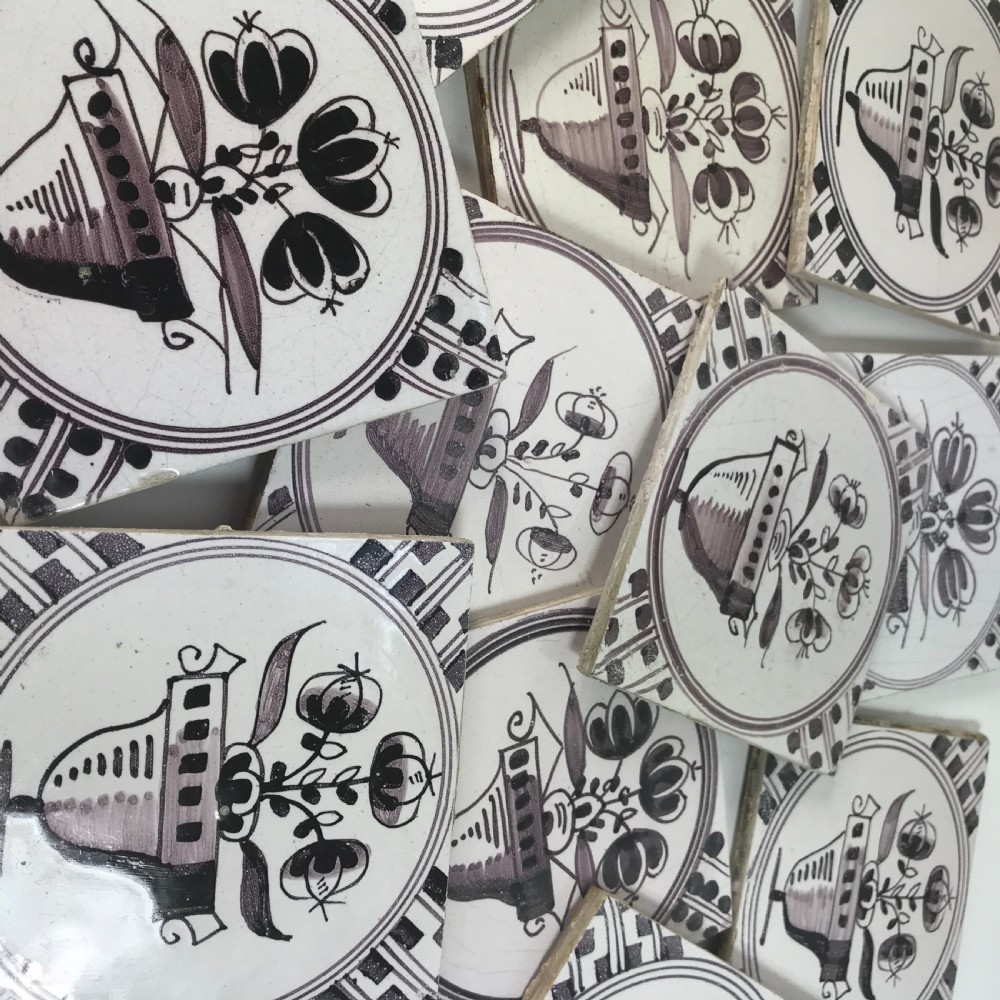 SET OF 12 18TH C DELFT TILES