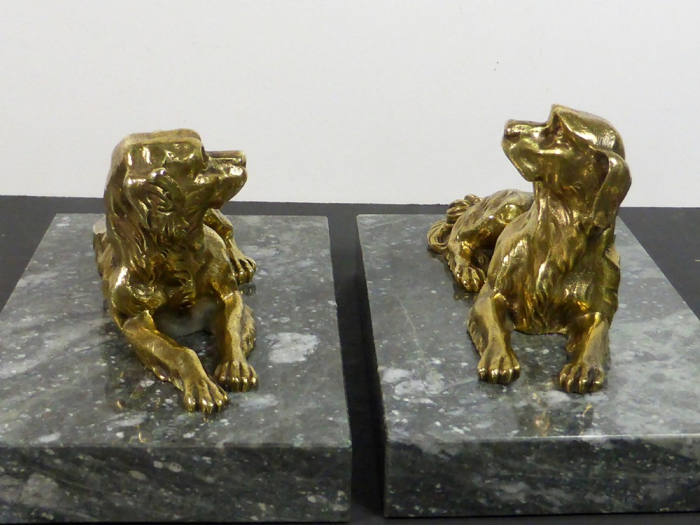 PAIR OF 19TH C BRASS DOGS ON MARBLE PLINTHS View IV