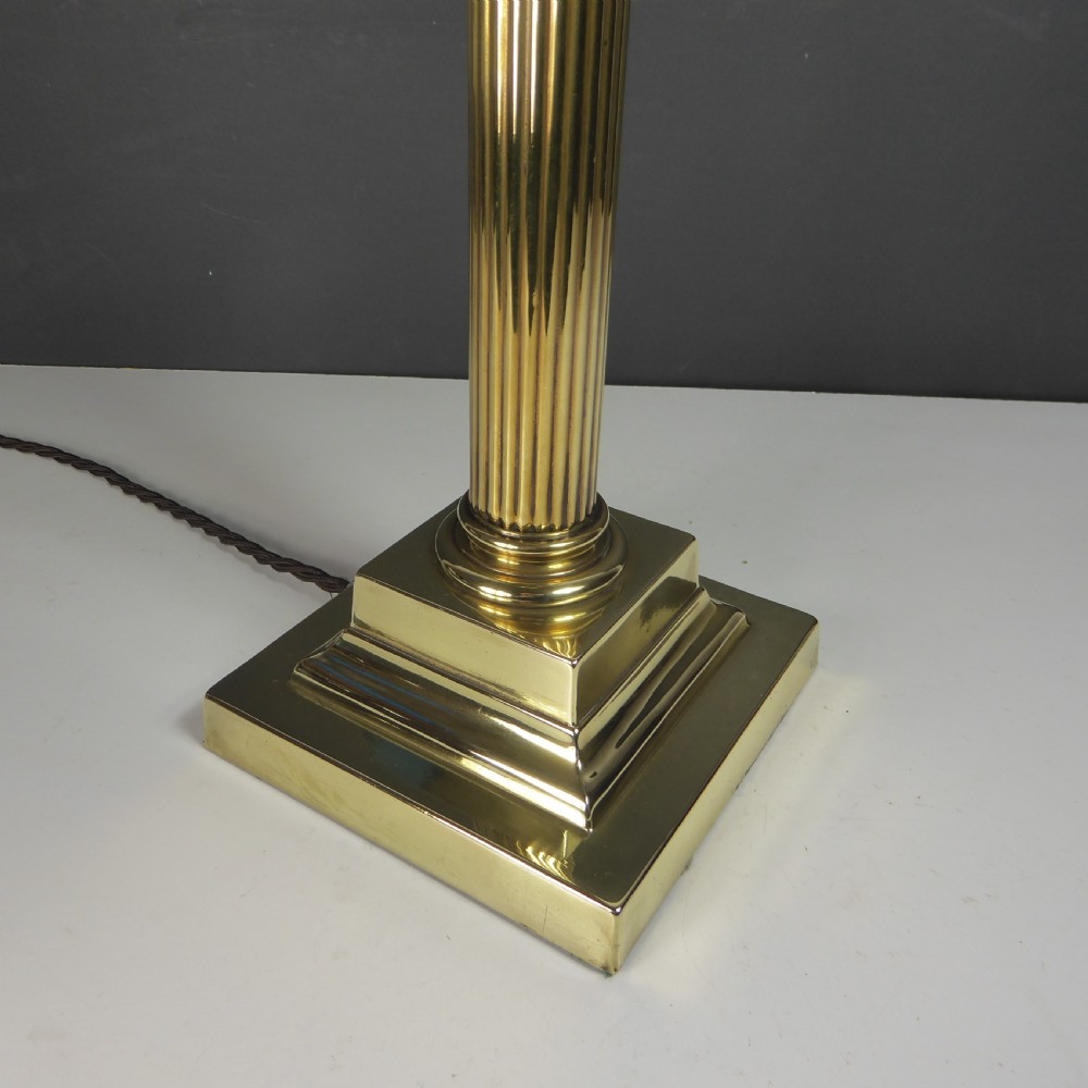 19TH C BRASS CORINTHIAN COLUMN LAMP BASE View II