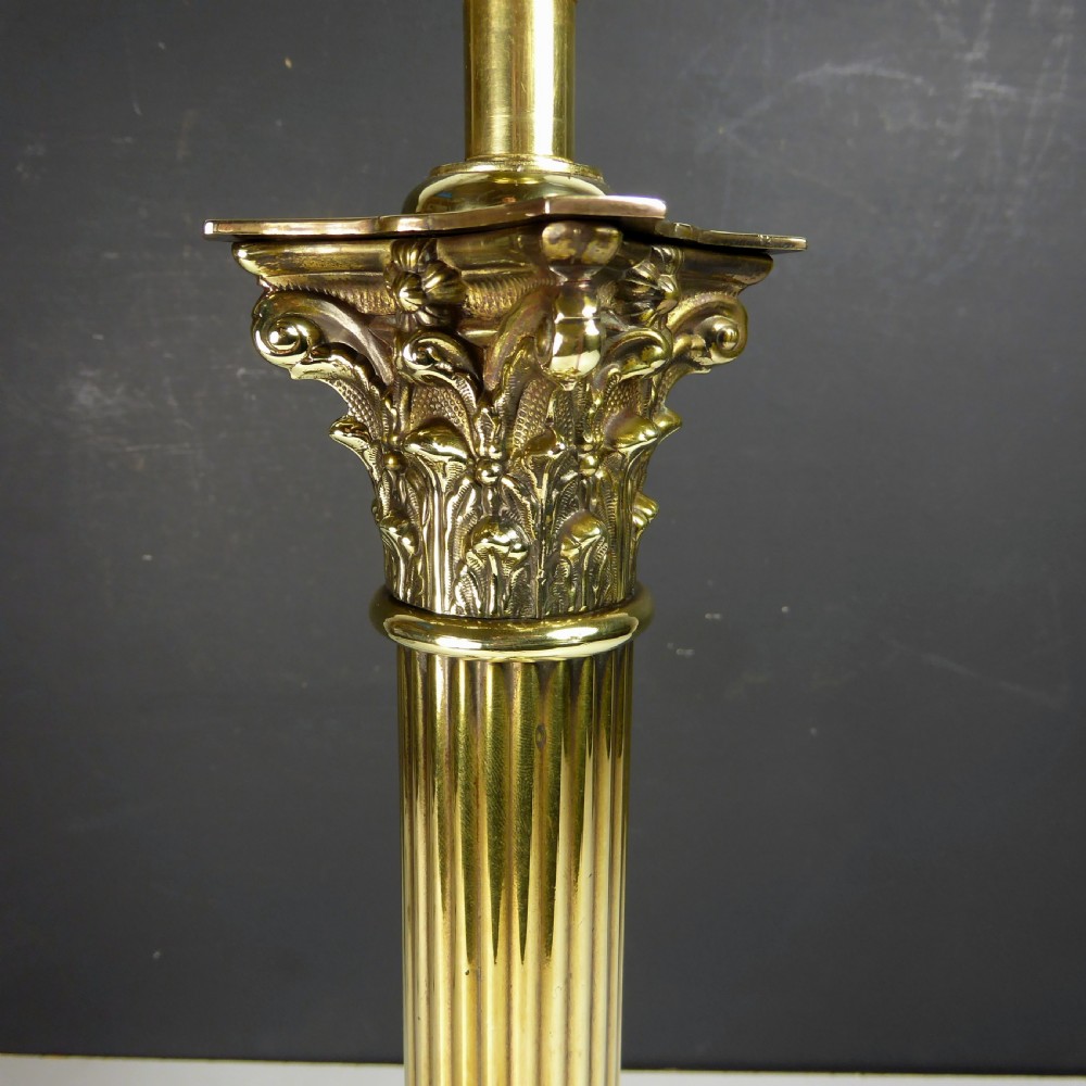 19TH C BRASS CORINTHIAN COLUMN LAMP BASE View III
