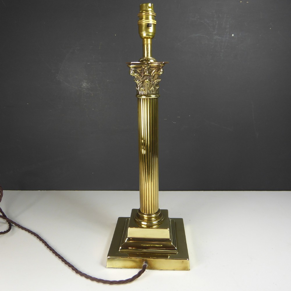 19TH C BRASS CORINTHIAN COLUMN LAMP BASE View IV