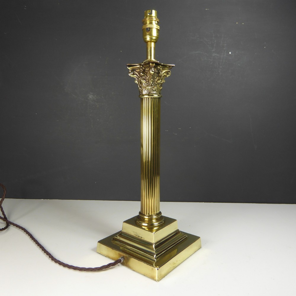 19TH C BRASS CORINTHIAN COLUMN LAMP BASE View V