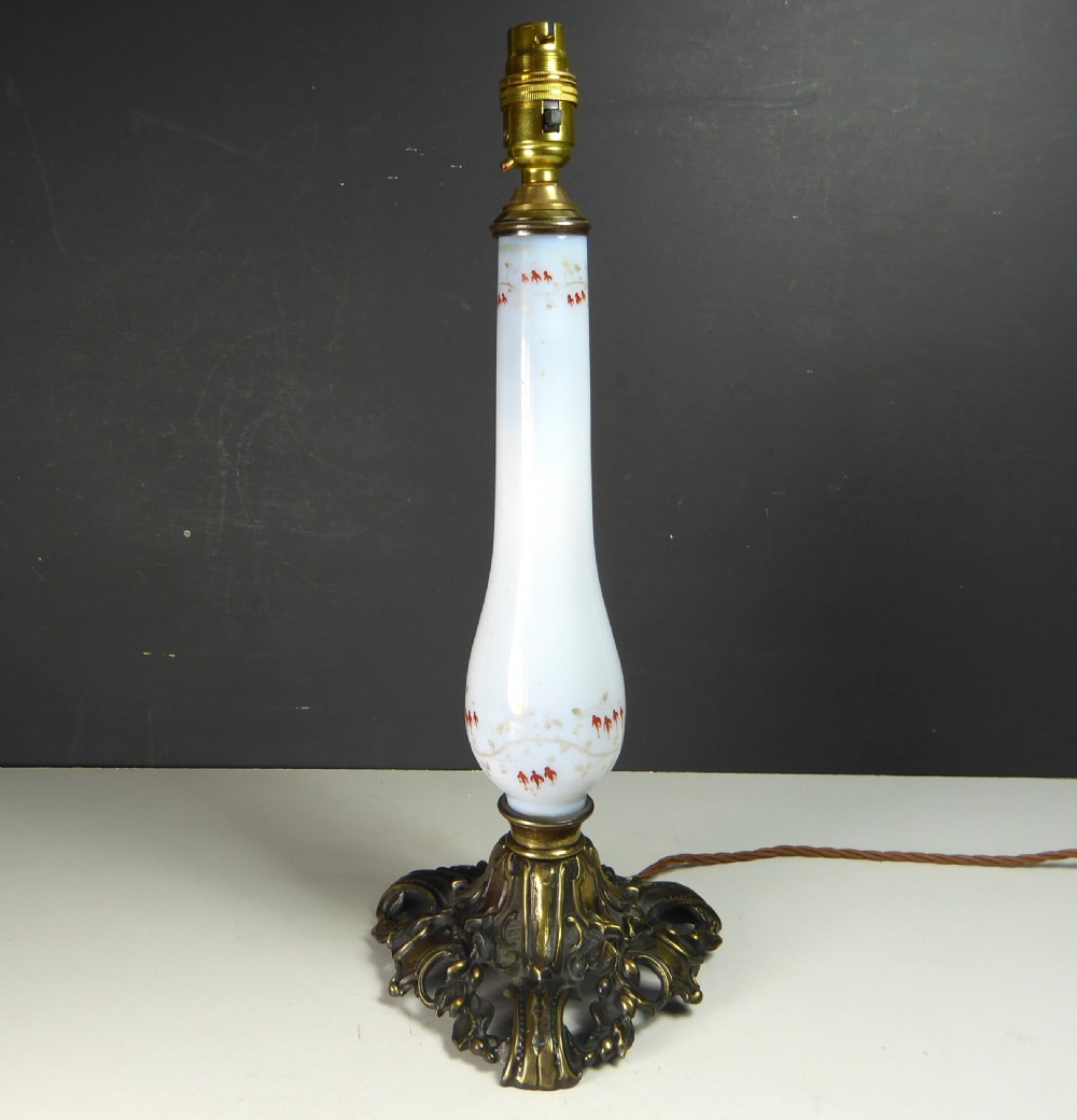 19TH C GLASS OPALINE LAMP BASE