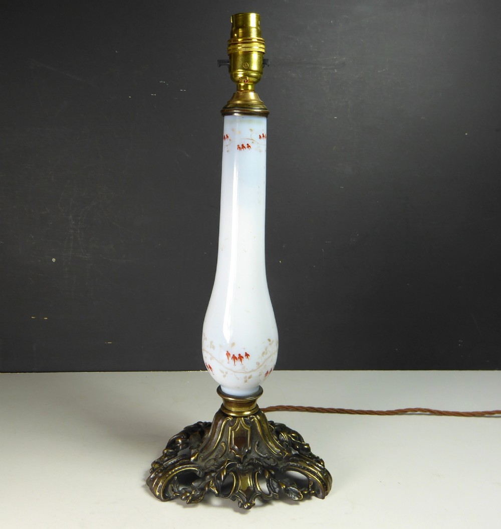 19TH C GLASS OPALINE LAMP BASE View IV