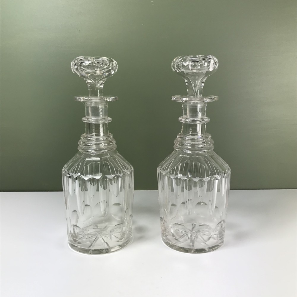 PAIR OF 19TH C CUT GLASS DECANTERS
