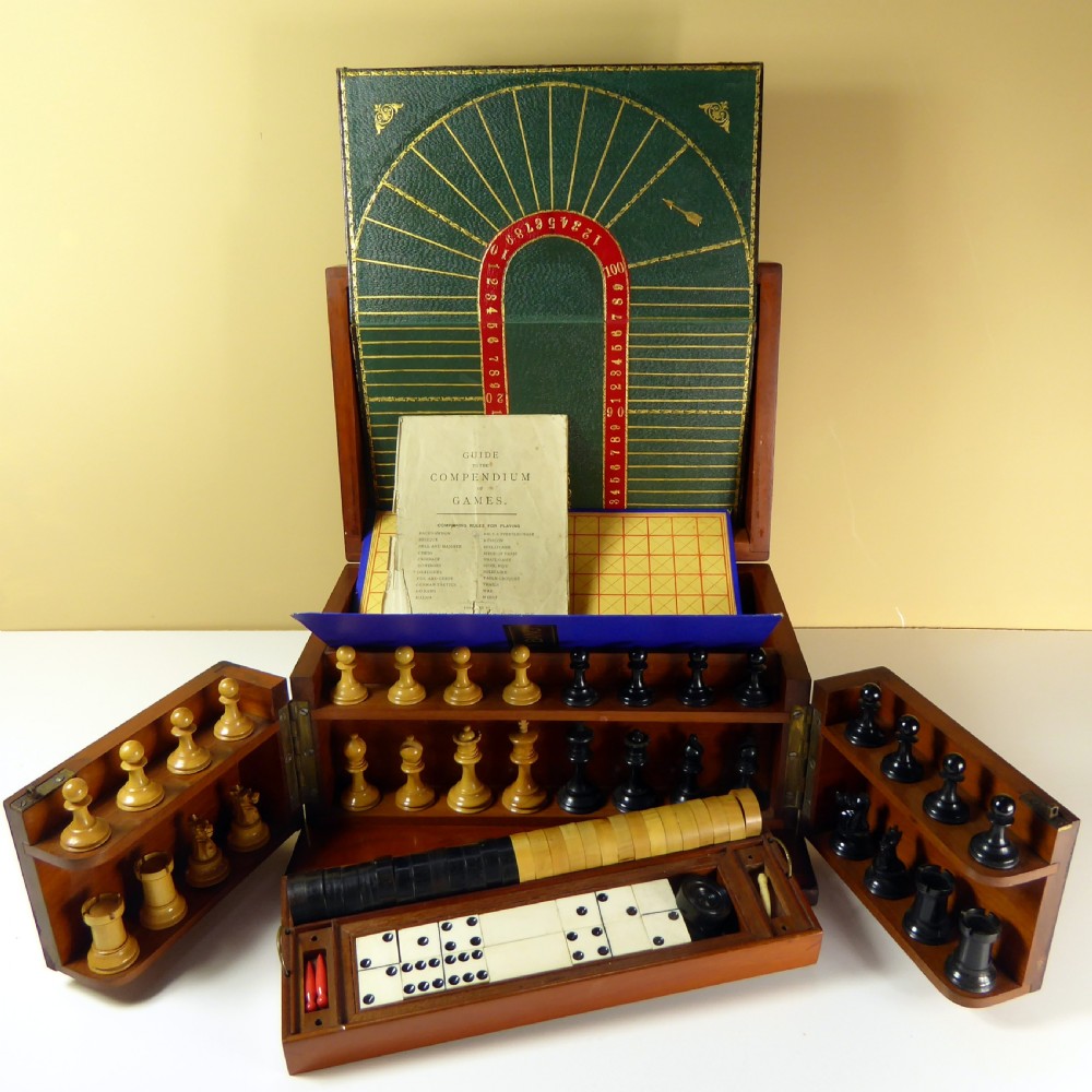 19TH C MAHOGANY CASED GAMES COMPENDIUM