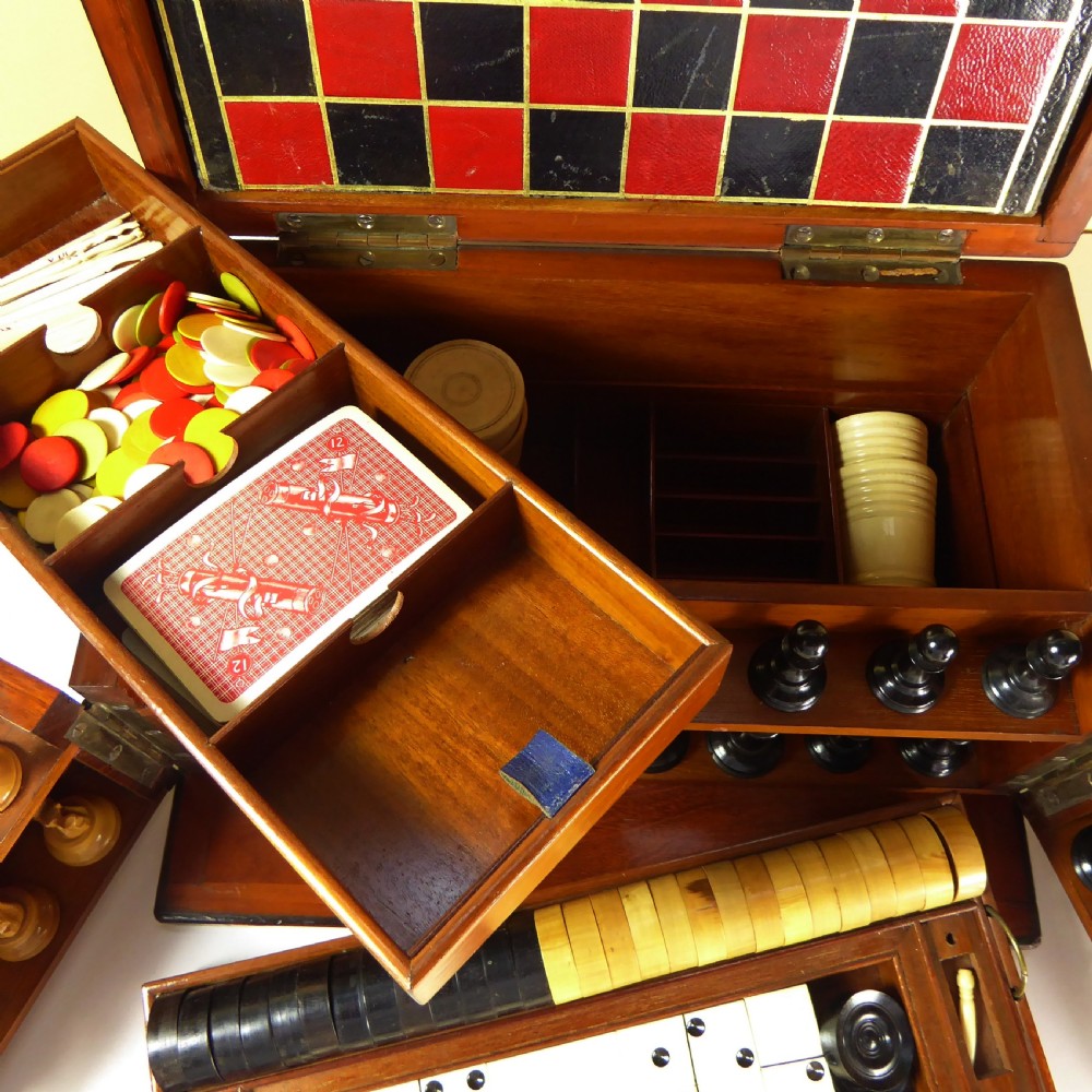 19TH C MAHOGANY CASED GAMES COMPENDIUM View II