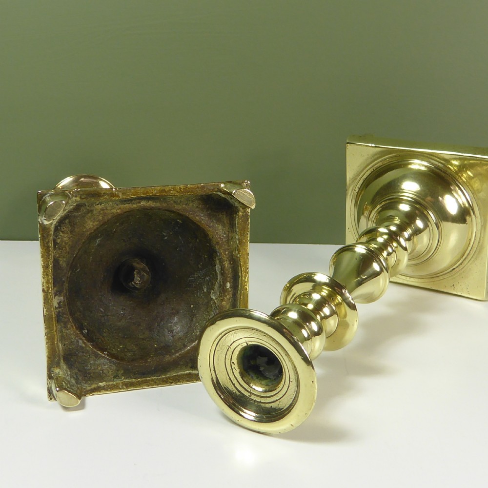 PAIR OF LATE 18TH C BRASS CANDLESTICKS View IV