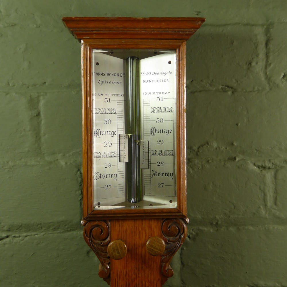 19TH C OAK STICK BAROMETER View II