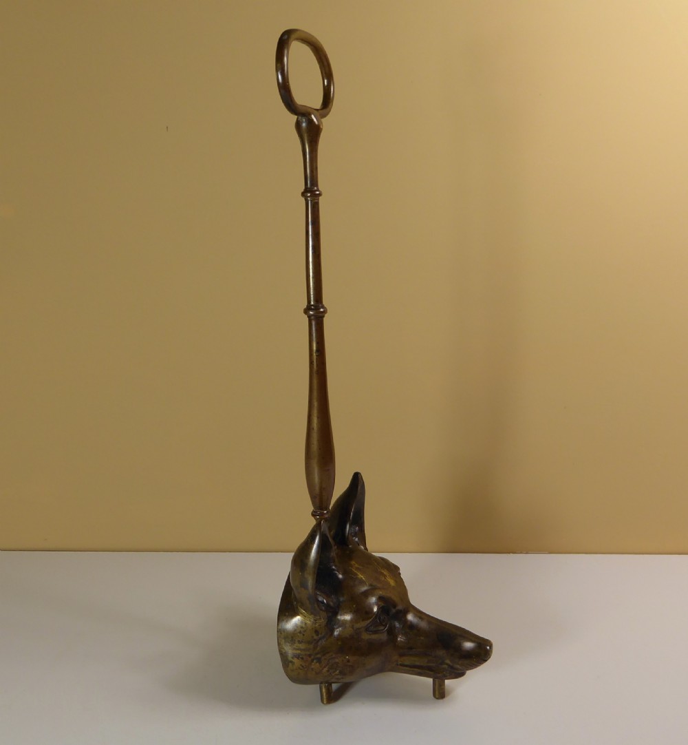 19TH C BRASS FOX DOOR PORTER