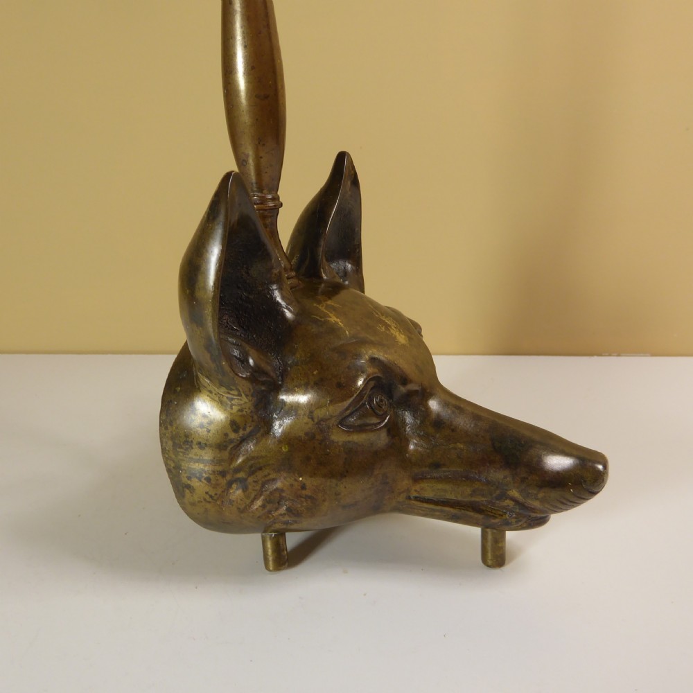 19TH C BRASS FOX DOOR PORTER View III